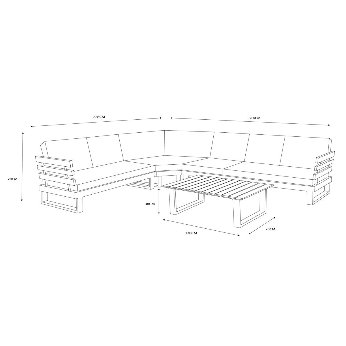 LIFE Outdoor Living Ibiza 5 Piece Deep Seating Corner Set