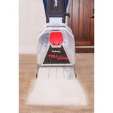 Lifestyle image of Rug Doctor TruDeep Pet Carpet Cleaner with clean strip of carpet