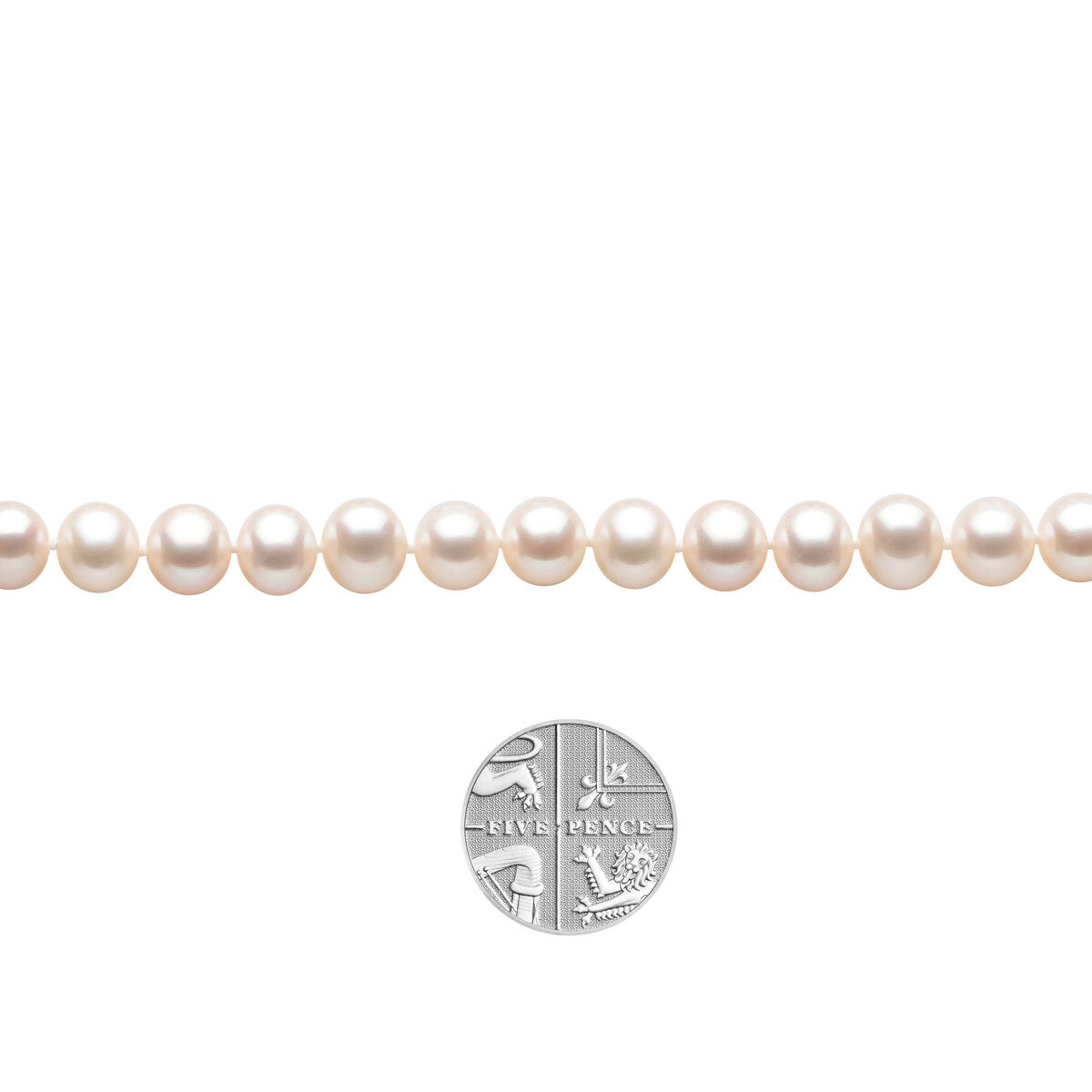 7-7.5mm Cultured Freshwater White Pearl Necklace, 18ct Yellow Gold