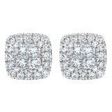 0.40ctw Princess & Round Brilliant Cut Diamond Stud Earrings, 14ct White Gold