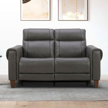 Aiden & Ivy Spencer Dark Grey Leather Power Reclining 2 Seater Sofa