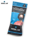 Social Lab Triple Layer Reusable Boy's Face Masks, 4 Pack