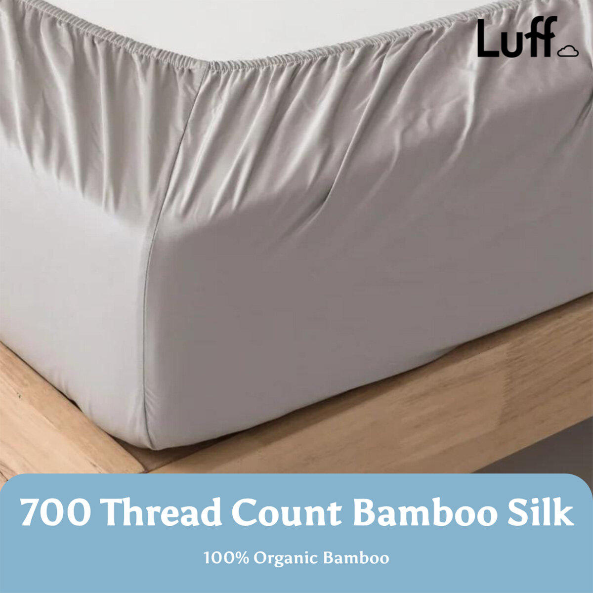 Luff 700 Thread Count 100% Organic Bamboo Deep Fitted Grey Sheet