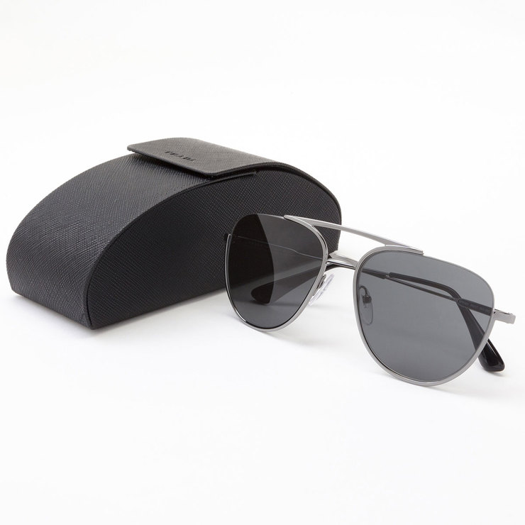 Prada Shiny Gunmetal Sunglasses with Grey Lenses, 5OUS 5AV-5SO | Costco UK