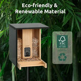 Birdfy Bamboo Bird Feeder with Camera & Solar Panel