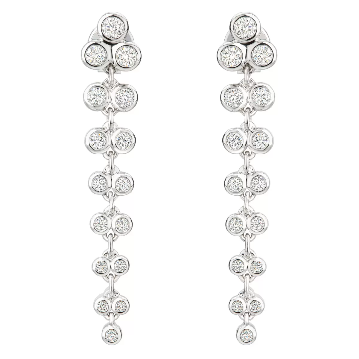 0.71ctw Round Brilliant Dangle Diamond Earrings, 14k White Gold