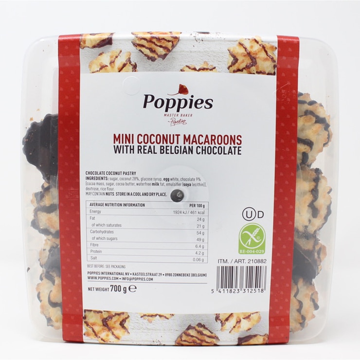 Poppies Mini Coconut Macaroons with Real Belgian Chocolate, 700g ...