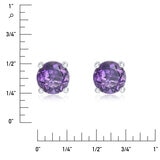 Round Cut Amethyst Stud Earrings, 14ct White Gold