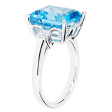 Blue Topaz and Diamond 14kt White Gold Ring
