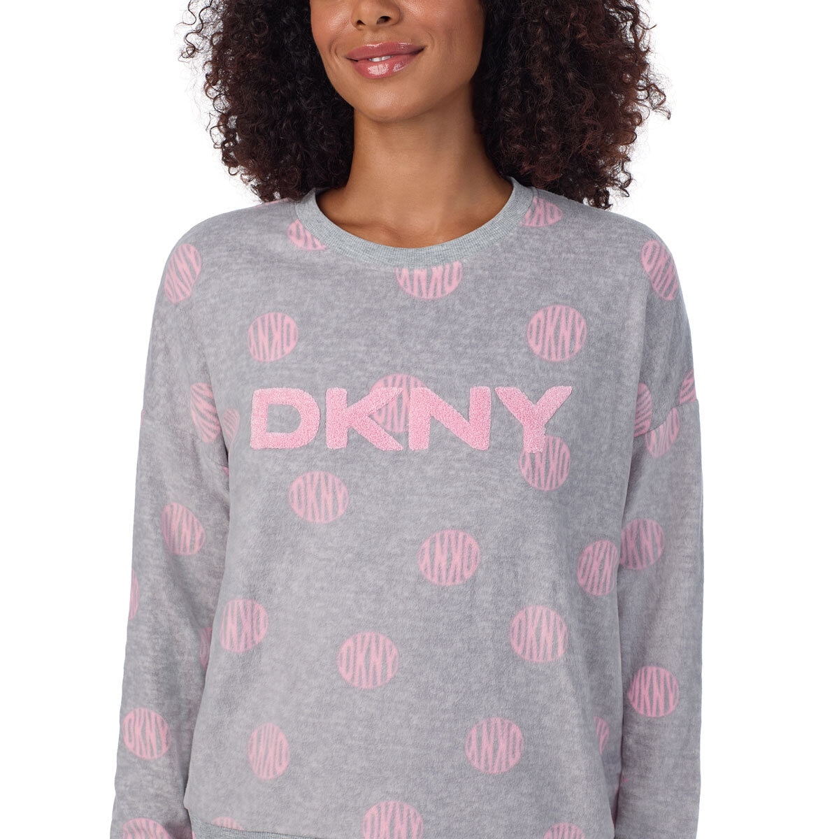 DKNY Ladies Fleece Lounge Set in Grey