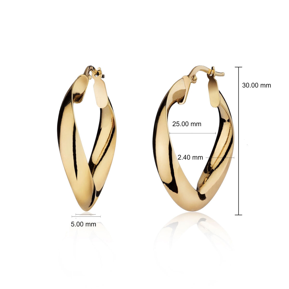 14ct Yellow Gold Wave Hoop Earrings