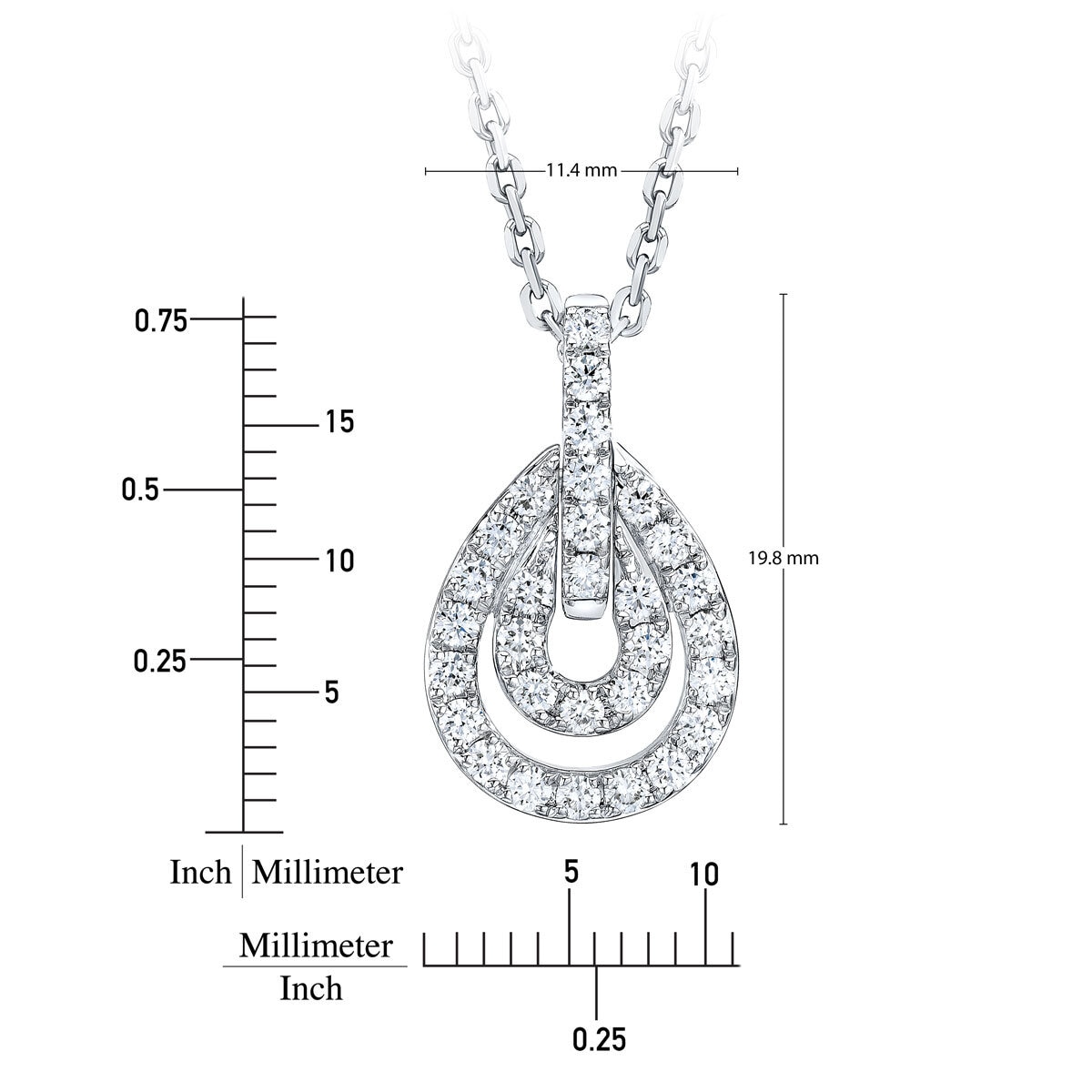 0.50ctw Round Brilliant Cut Diamond Drop Pendant, 14ct White Gold