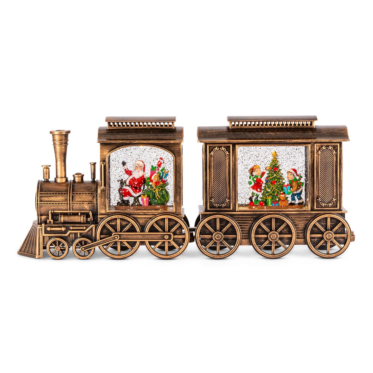 Buy 2pc Lighted Water Globe Train Bronze Item Image at costco.co.uk