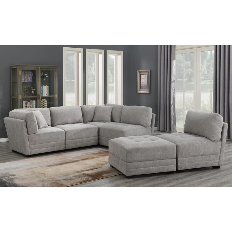 Mstar International Norris 6 Piece Modular Fabric Sectional Sofa with ...