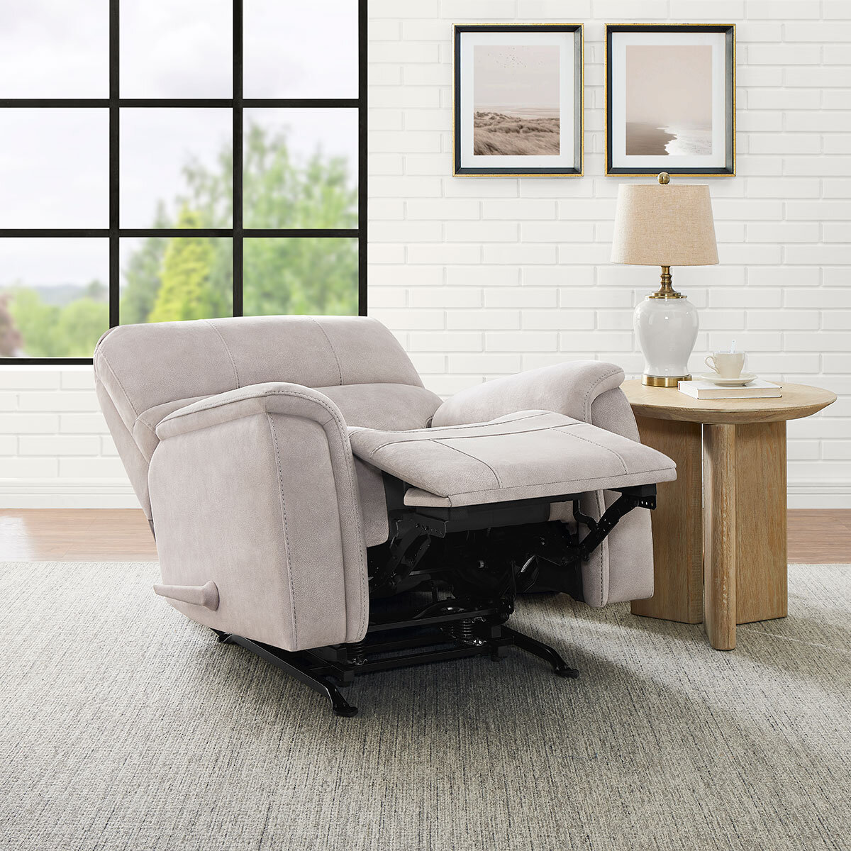 True Innovations Hayden Beige Fabric Manual Recliner Chair