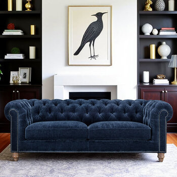 Allington 3 Seater Navy Fabric Chesterfield Sofa Allington 3 Seater Navy Fabric Chesterfield Sofa