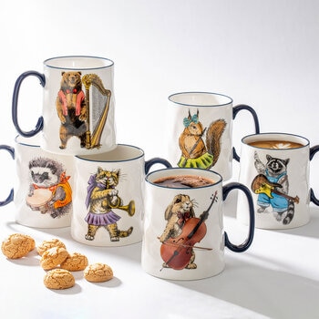 Signature Housewares Orchestra Animal Mugs, 414ml, 6 Pack