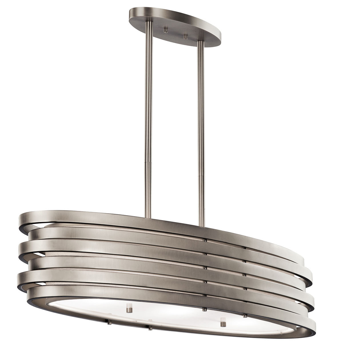 Kichler Roswell Three Light Oval Island Pendant Ceiling Light In Brushed Nickel Costco Uk