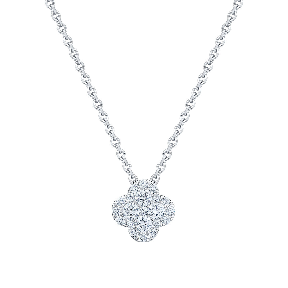 0.50ctw Round Brilliant Cut Diamond Cluster Pendant, 18ct White Gold