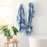 Marble spa design bath towel in blue