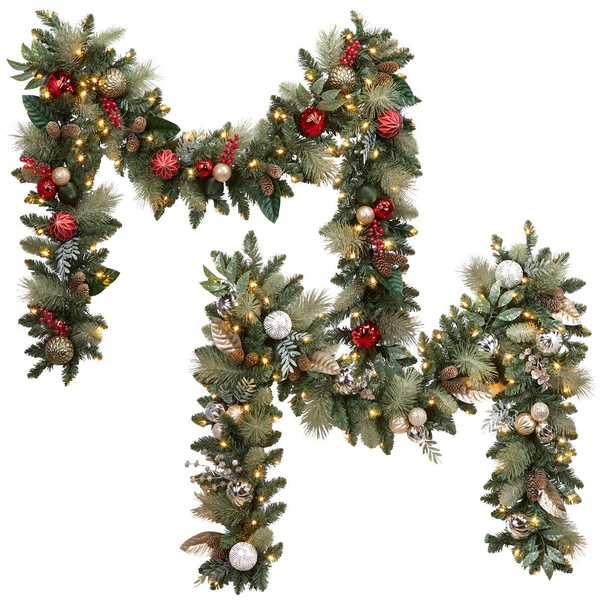 9ft (2.7m) Pre-Lit Decorated Garland Assortment