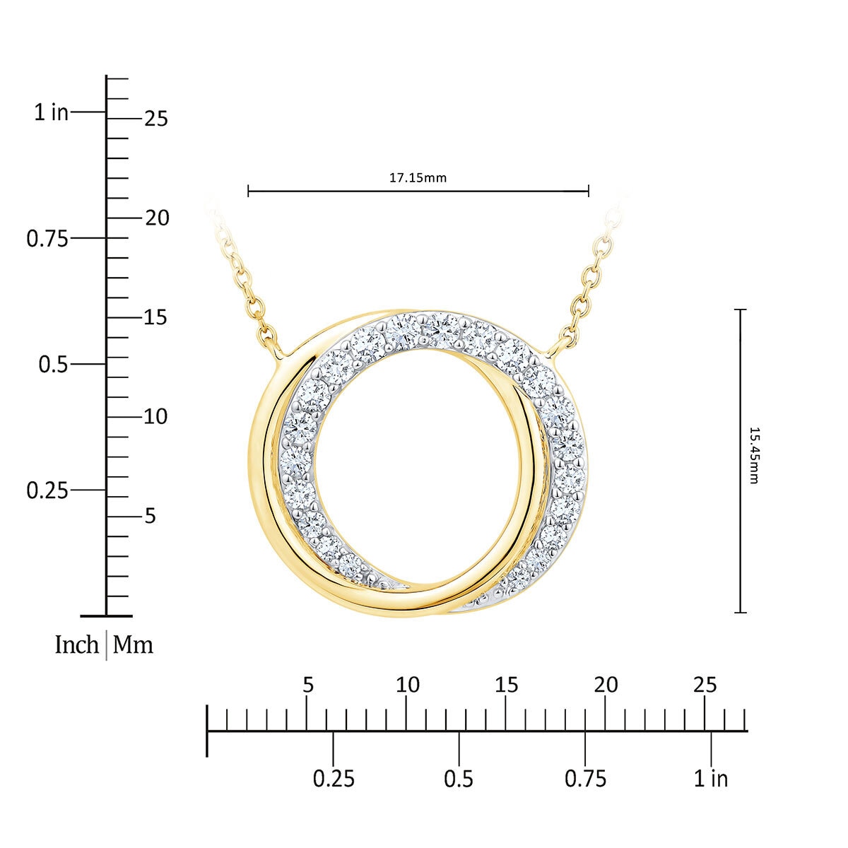 0.30ctw Round Brilliant Cut Diamond Circle Pendant, 14ct Yellow Gold