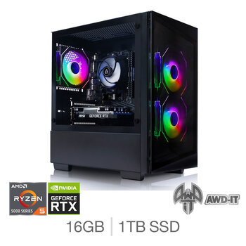 AWD-IT Defiant 3, AMD Ryzen 5, 16GB RAM, 1TB SSD, NVIDIA GeForce RTX 3050, Gaming Desktop PC