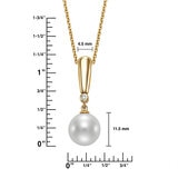 11-12mm Cultured Freshwater Pearl & 0.02ctw Diamond Pendant, 14ct Yellow Gold