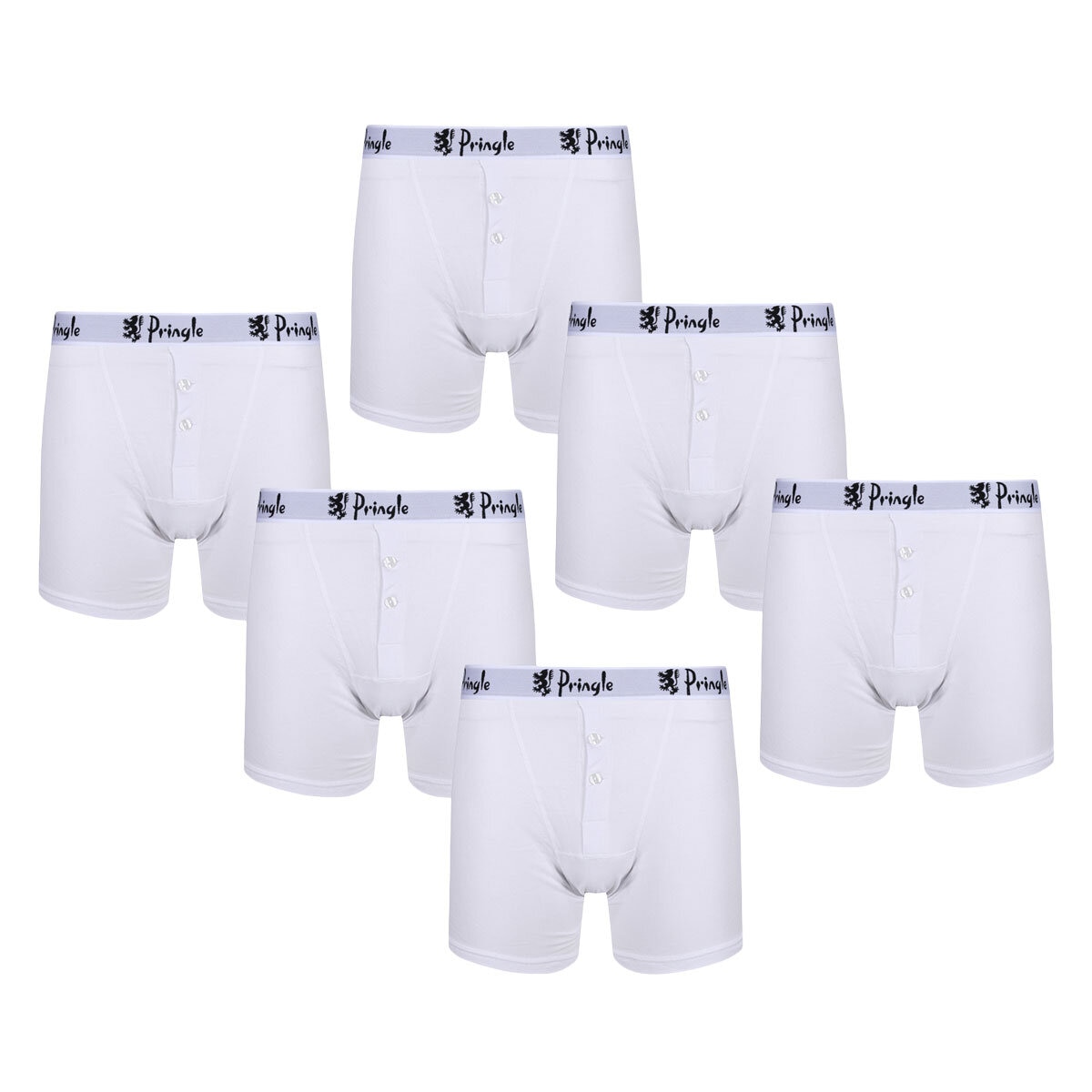 Pringle 2 x 3 Pack William Men's Button Boxer Shorts in White