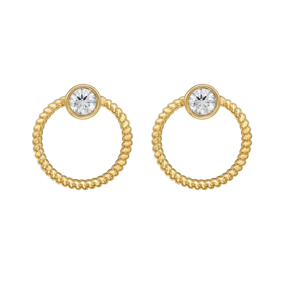 0.50ctw Round Brilliant Cut Diamond Circle Earrings, 18ct Yellow Gold