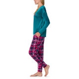 Jane & Bleecker Women's Silky Plush Pyjama Set in Green