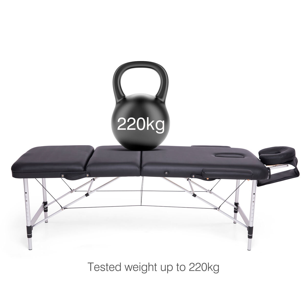 Dezac Professional Massage Chair illustrating its ability to hold 220kg in weight