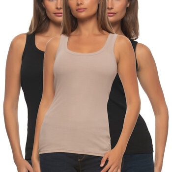 Jezebel Ladies Ribbed Vest, 3 Pack