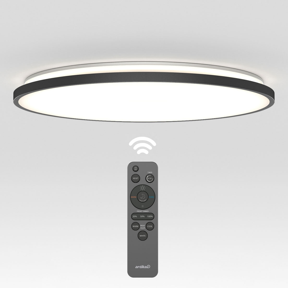 Artika Europa LED Flushmount CL-ERR-5L40BL With Remote in Black at costco.co.uk