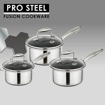 PRO STEEL Fusion 6 Piece Saucepan Set