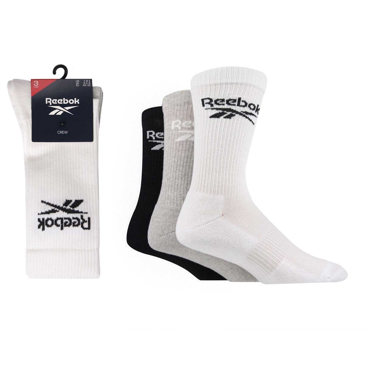 Reebok Unisex Core Crew Socks 6 Pack in Grey