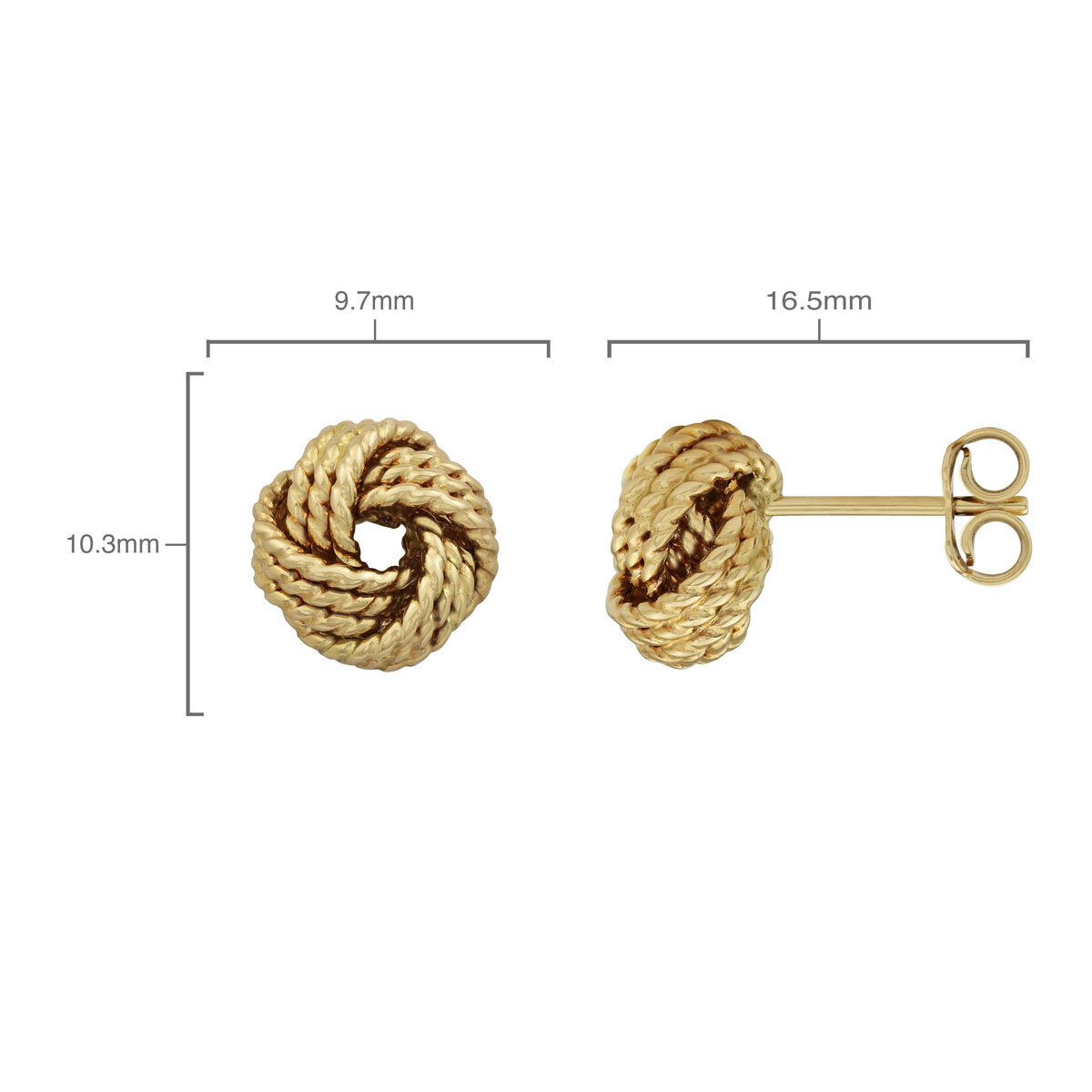 Triple Knot Earrings, 14ct Yellow Gold
