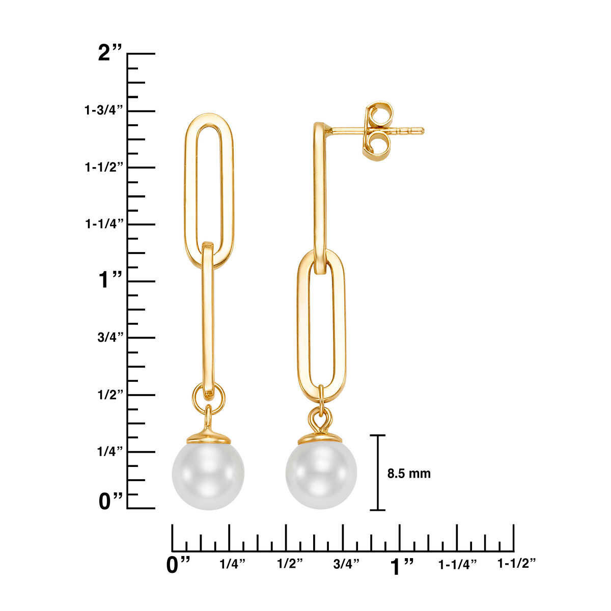 8-9mm Freshwater Pearl Earrings, 14ct Yellow Gold