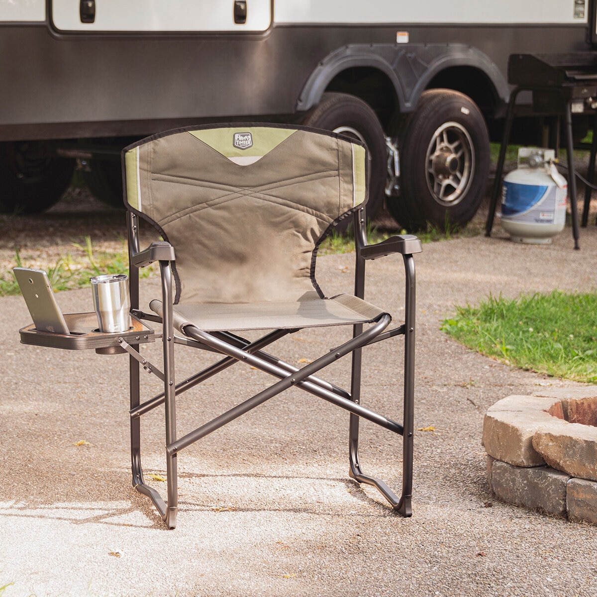 Timber Ridge Folding Directors Chair with Side Table