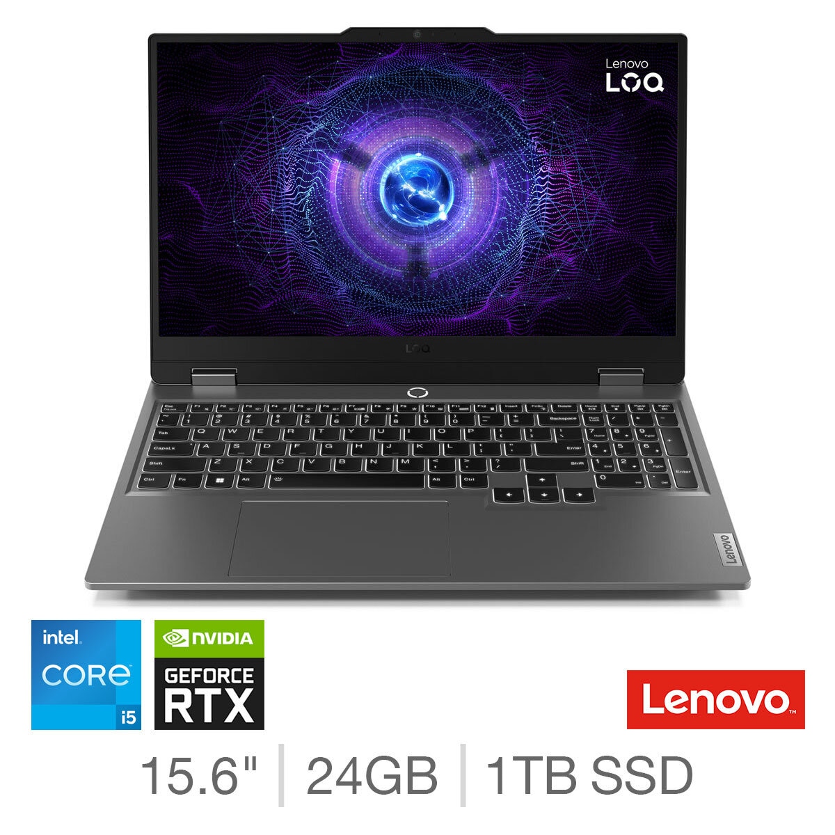 Lenovo ILOQ 15IAX9, Intel Core i5, 24GB RAM, 1TB SSD,NVIDIA GeForce RTX 4050, 15.6 Inch Gaming Laptop, 83GS00DKUK