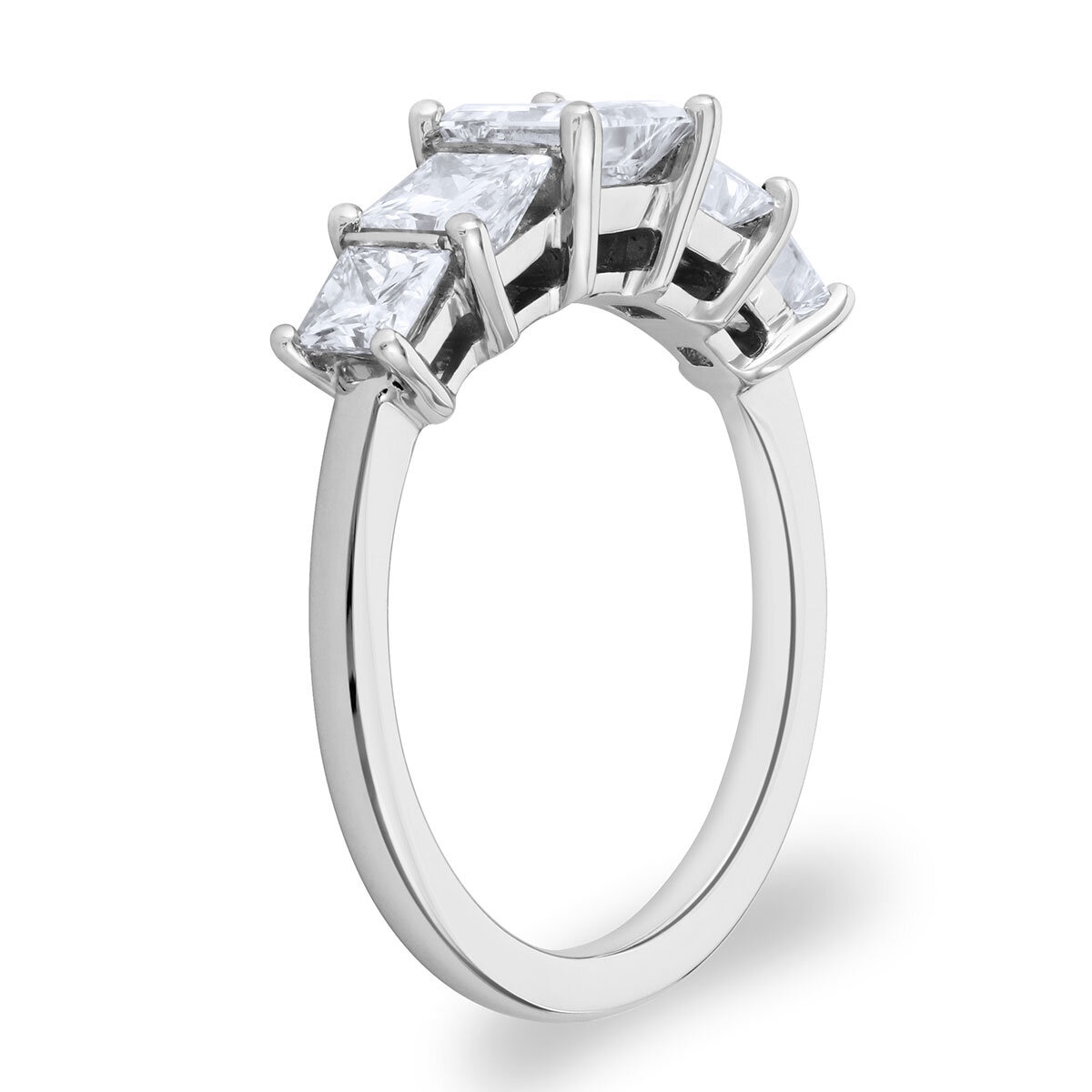 2.00ctw Princess Cut Diamond 5 Stone Ring, 18ct White Gold