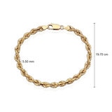 14ct Yellow Gold Rope Chain Bracelet