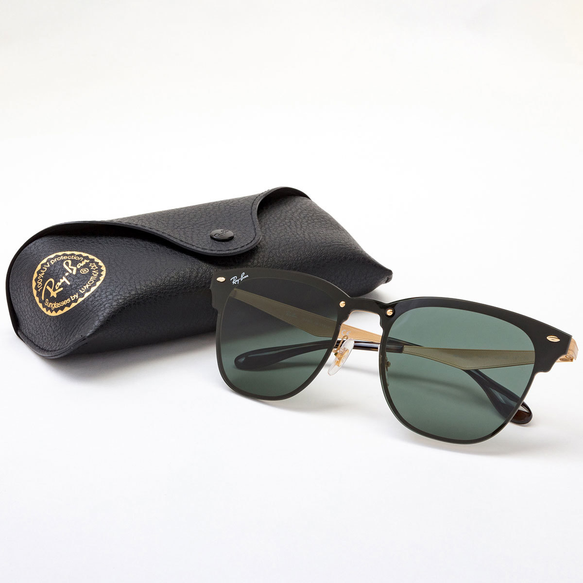 Ray-Ban Black and Gold Sunglasses with Green Lenses, RB3576-N 043/71 ...
