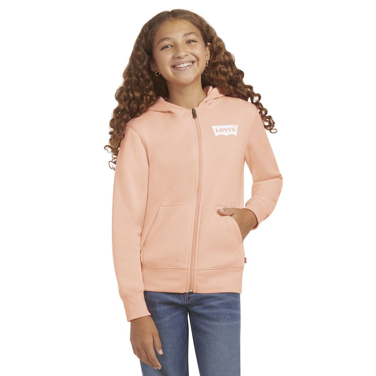 Levi Youth Zip Up Hoodie in Peach