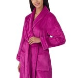 DKNY Shawl Collar Long Plush Robe in Magenta