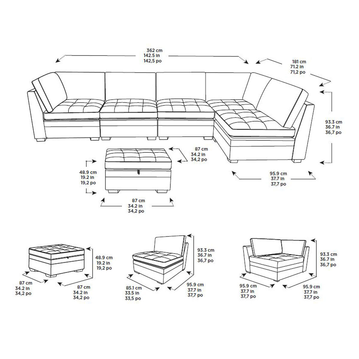 Thomasville Tisdale Dark Grey Modular Sofa