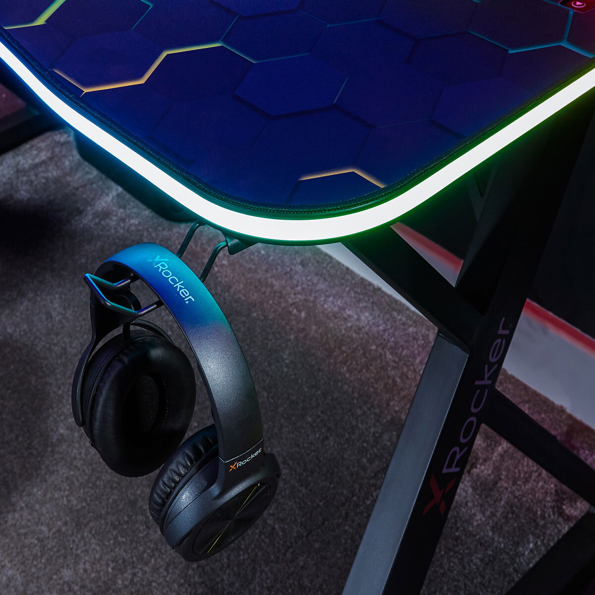 X Rocker Pulsar Max RGB Gaming Desk with LED Lights