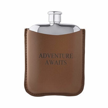 S/STEEL BROWN LEATHER HIP FLASK S/STEEL BROWN LEATHER HIP FLASK
