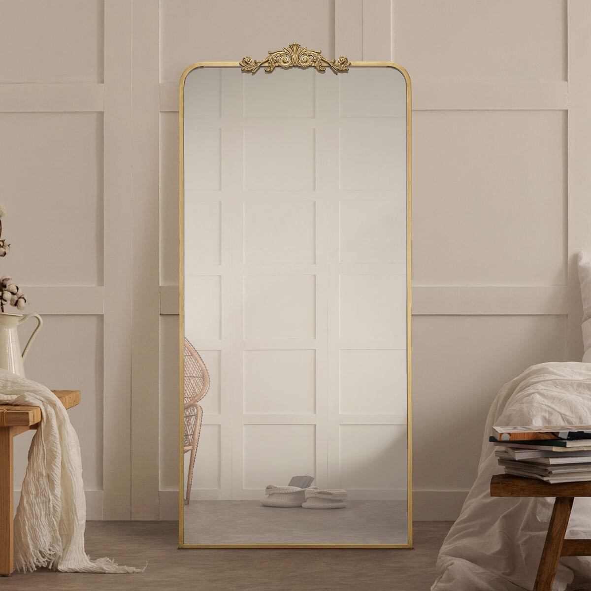 Ravena Gold Leaner Floor Mirror, 76 x 165 cm