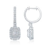 1.50ctw Round Brilliant & Baguette Cut Diamond Earrings, 14ct White Gold